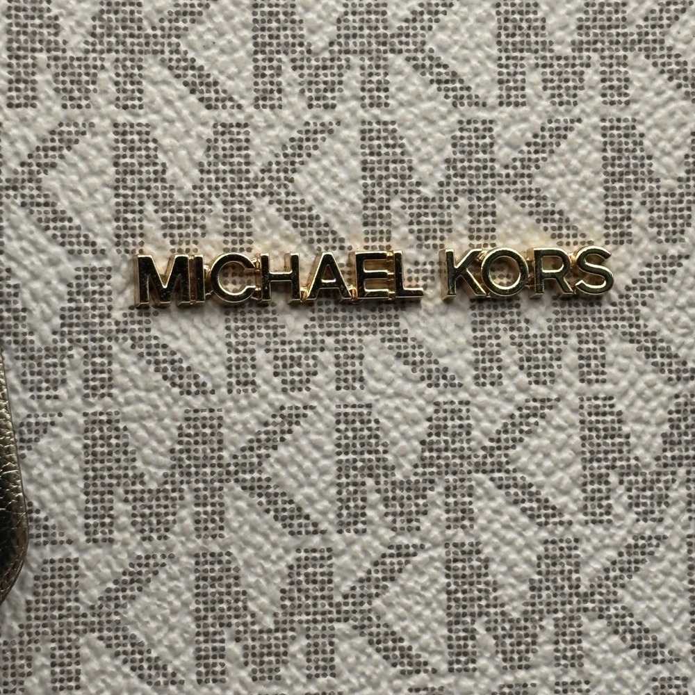 Michael Kors Satchel Women Small Vanilla Monogram Structured Modern - Picture 3 of 12